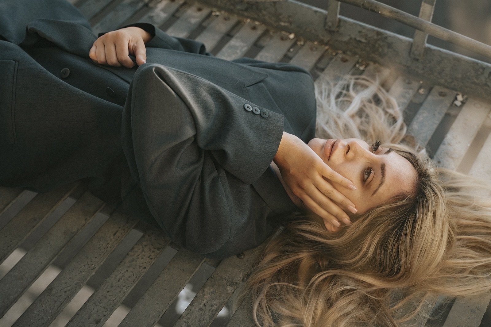 Black blazer, lying close on the fire stairs
