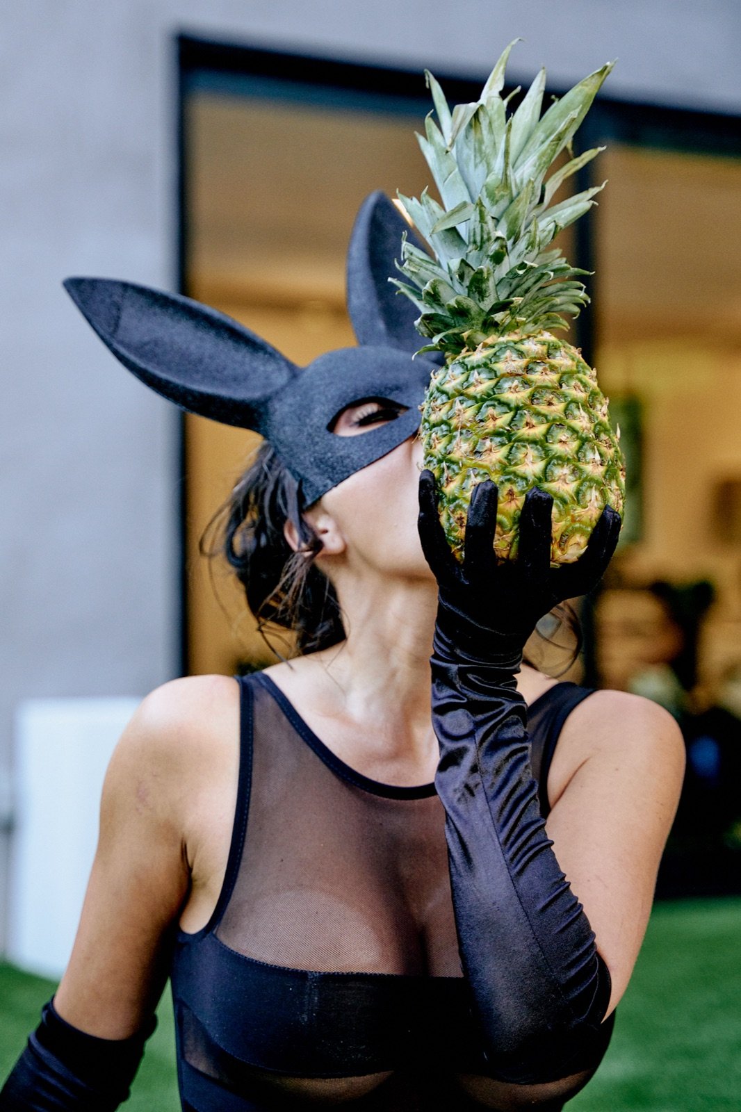 Bunny mask and a pineapple