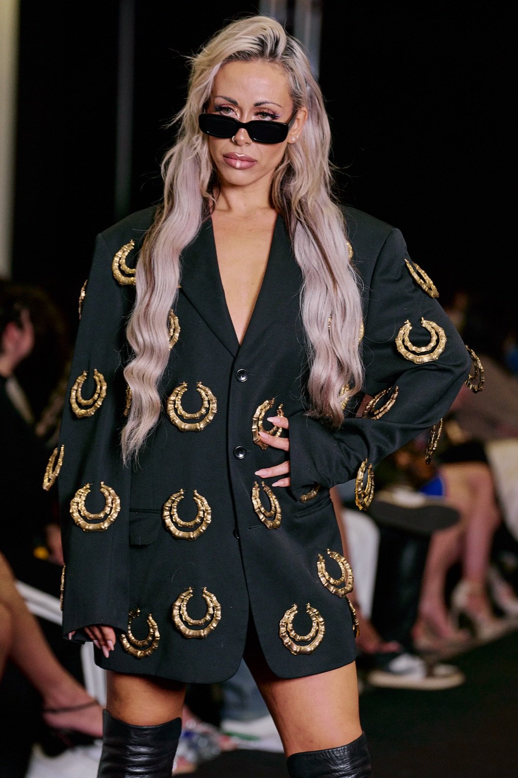 Black blazer with gold laurel crests