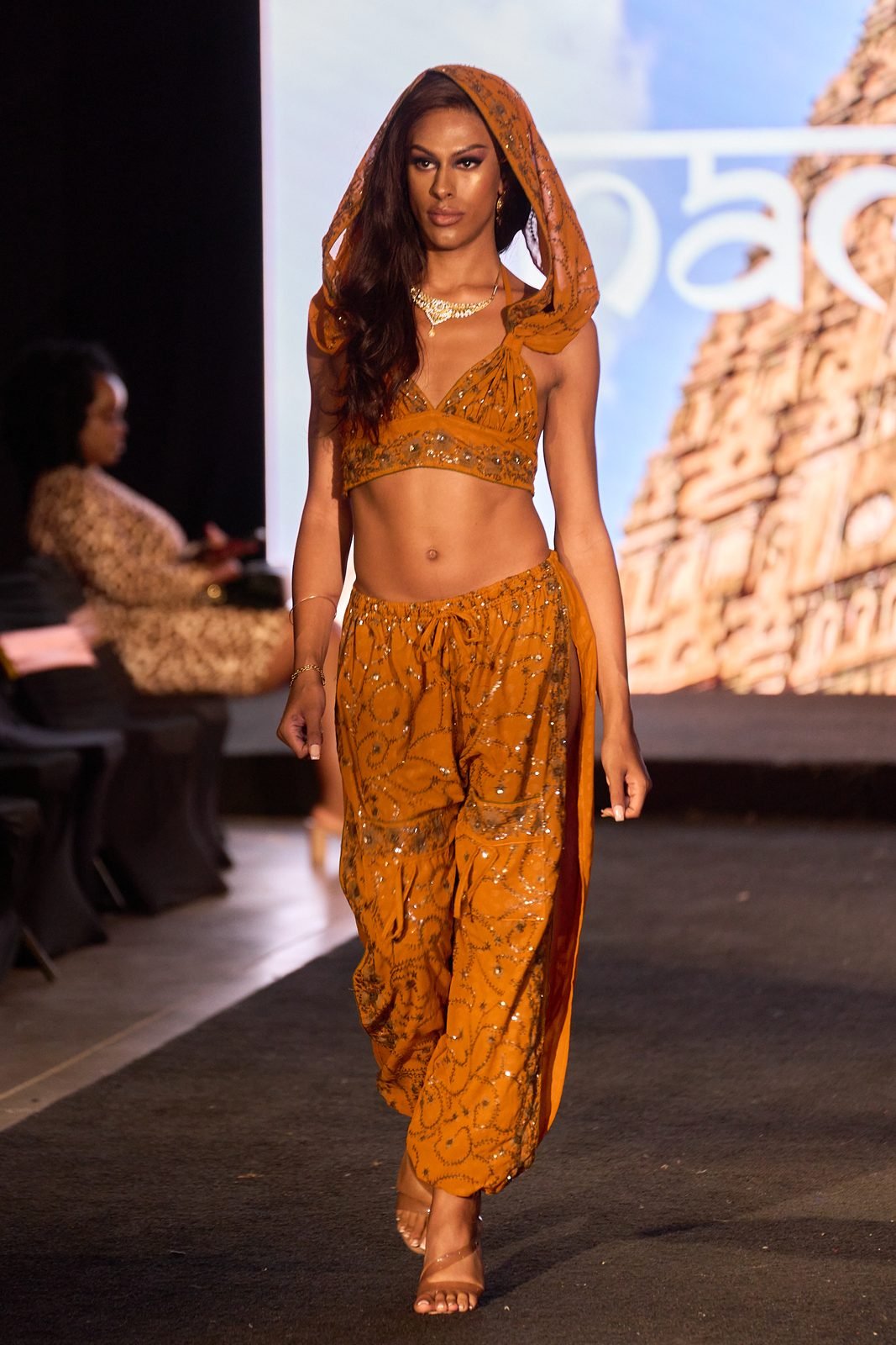 Orange embroidered set